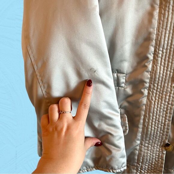 Max Mara Weekend silver winter jacket cinched waist rabbit fur hood. - Picture 8 of 12